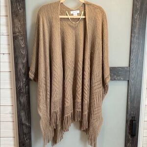Nine West Tan Fringe Cardigan